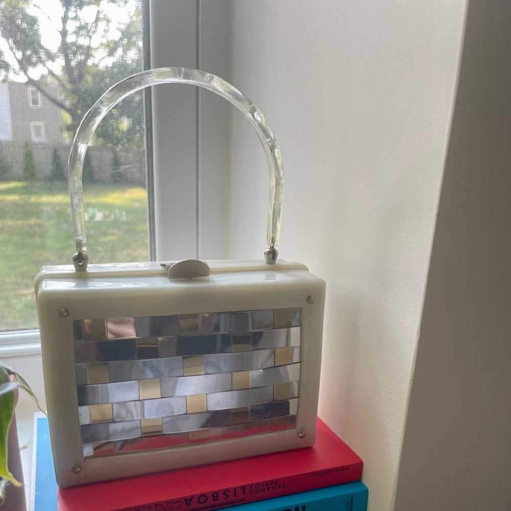 1950s vintage silver/gold woven metal purse